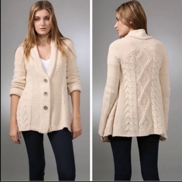 Free People Sweaters - Free People • Chunky Faraway Cabled Beige Cardigan